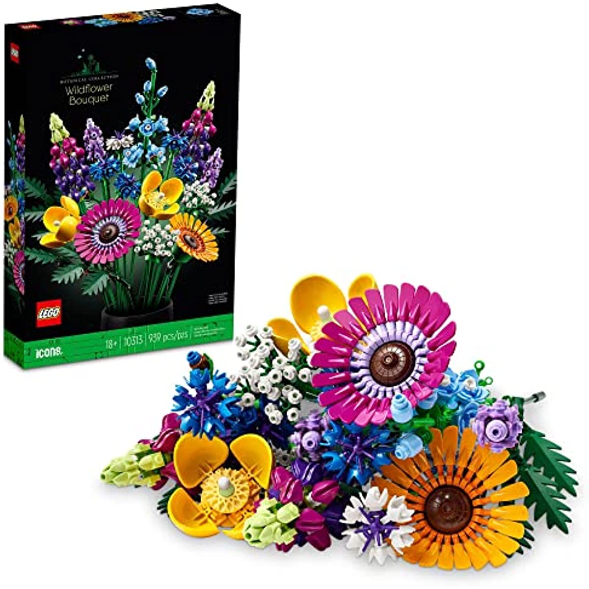 LEGO Icons Wildflower Bouquet 10313 Artificial Flowers with Poppies and Lavender, Anniversary for Wife, Unique Home Décor, Botanical Collection with Spring Flowers