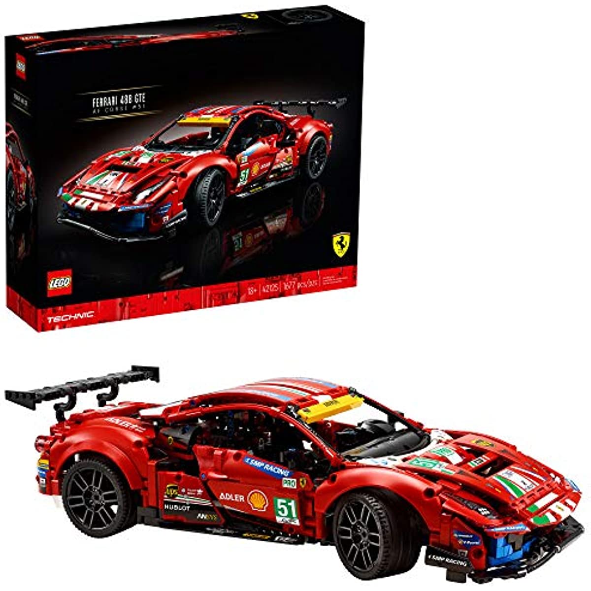 LEGO Technic Ferrari 488 GTE “AF Corse #51” 42125 Building Set for Adults (1,684 Pieces)