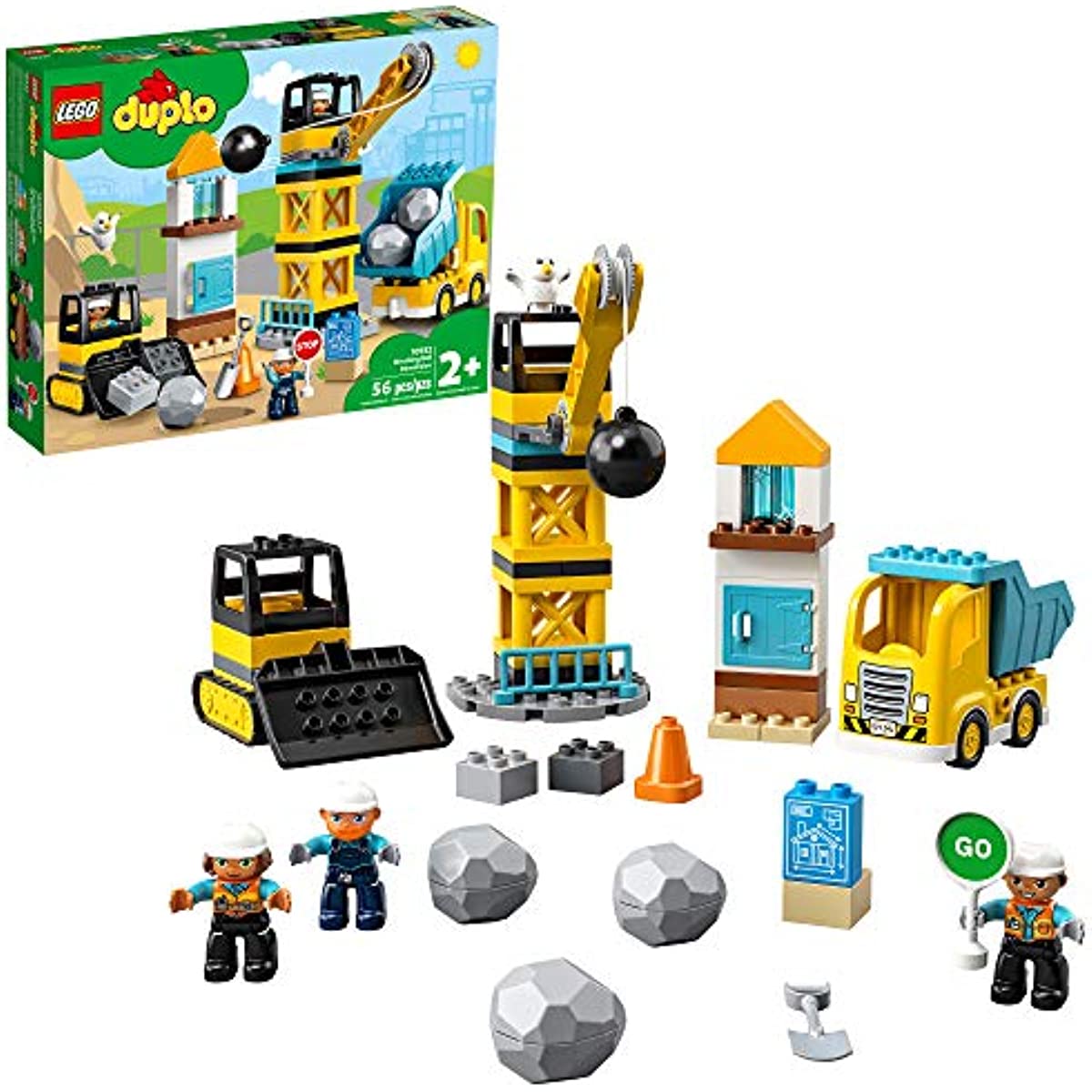 LEGO DUPLO Construction Wrecking Ball Demolition 10932 Toy for Preschool Kids; Building and Imaginative Play with Construction Vehicles; Great Developmental Gift for Toddlers (56 Pieces)