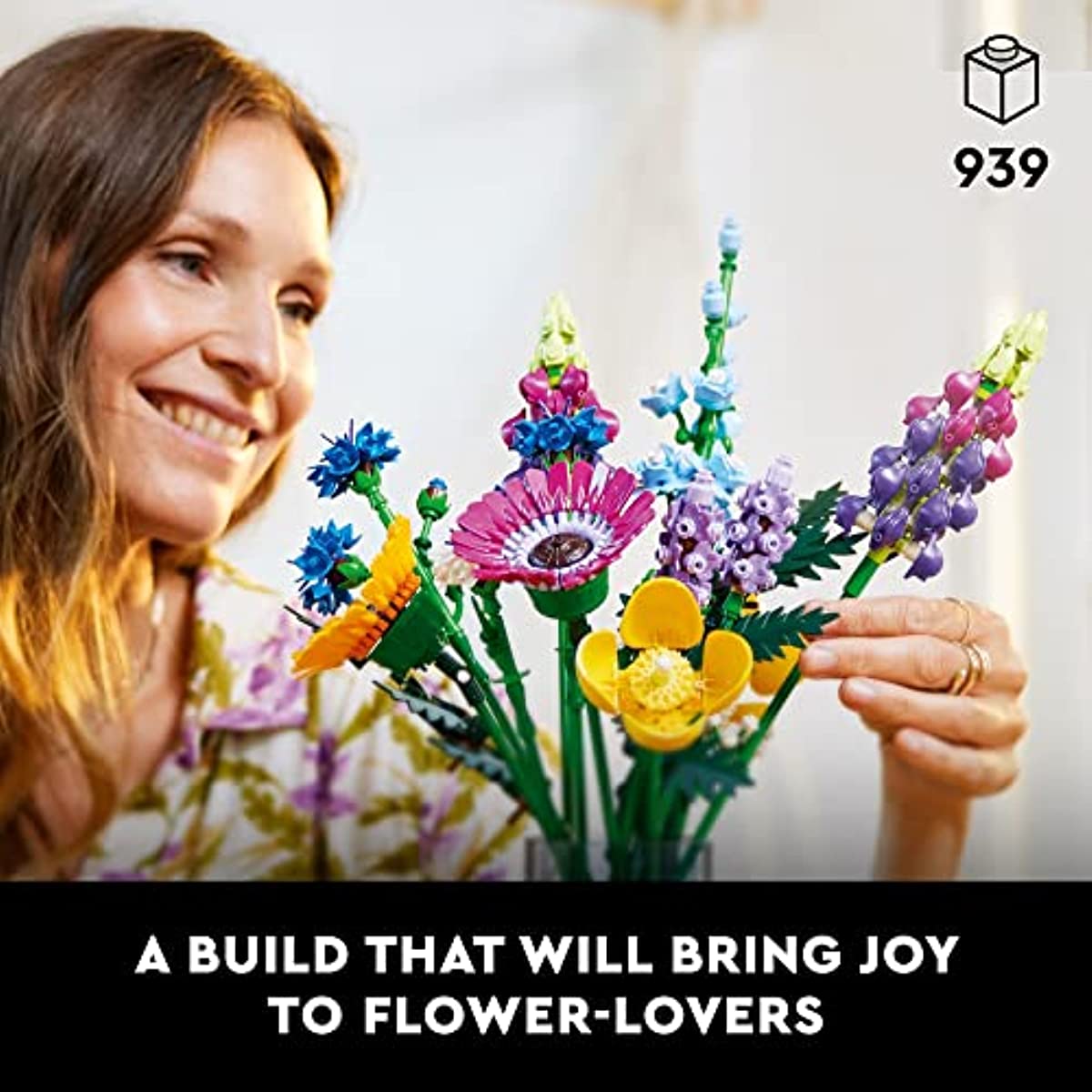 LEGO Icons Wildflower Bouquet 10313 Artificial Flowers with Poppies and Lavender, Anniversary for Wife, Unique Home Décor, Botanical Collection with Spring Flowers