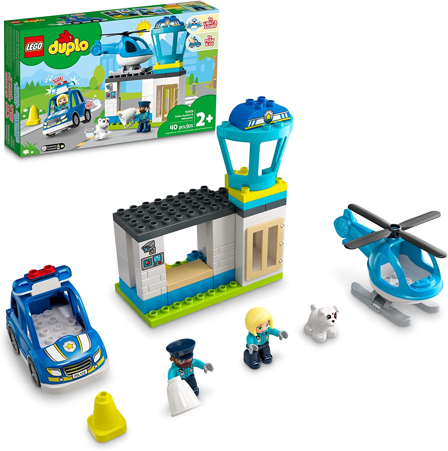 LEGO DUPLO Town Police Station & Helicopter 10959 Building Toy Set for Preschool Kids, Toddler Boys and Girls Ages 2+ (40 Pieces)