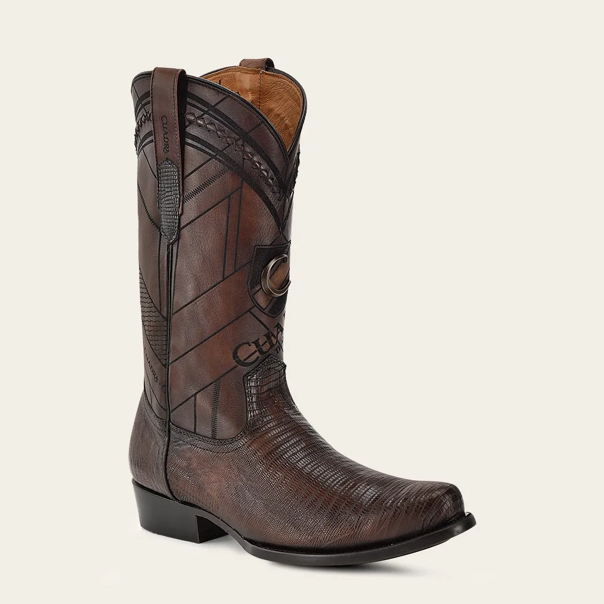 Bota vaquera en piel de lizard.