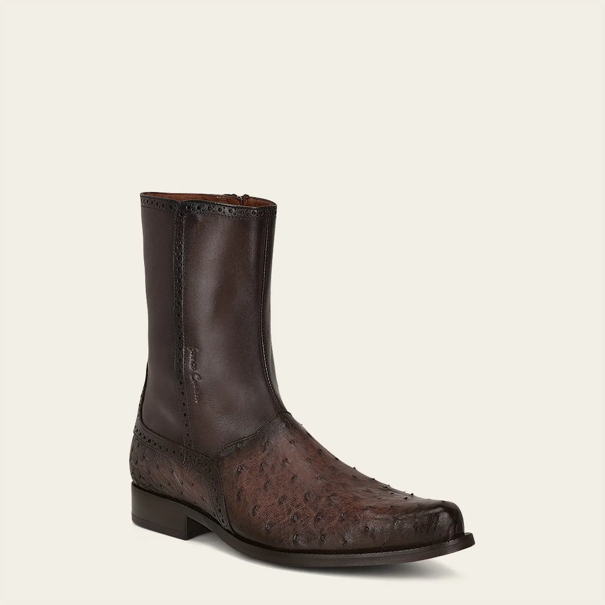 Bota de vestir en piel genuina de avestruz.