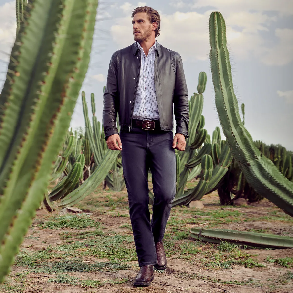 Bota en piel genuina de avestruz.