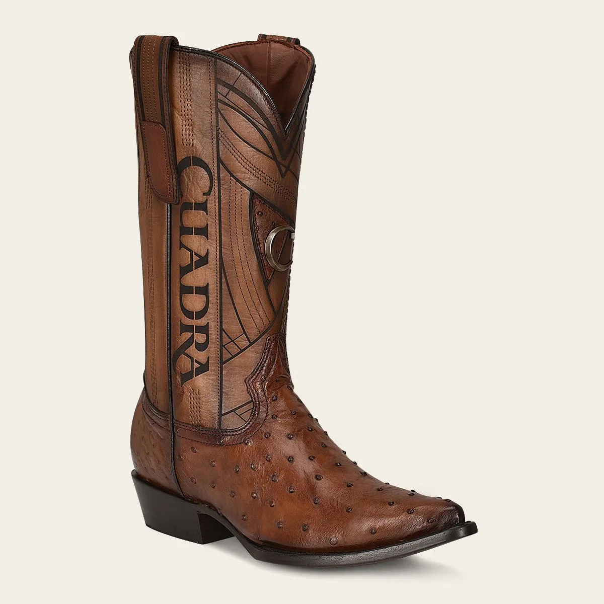 Bota vaquera en piel de avestruz.