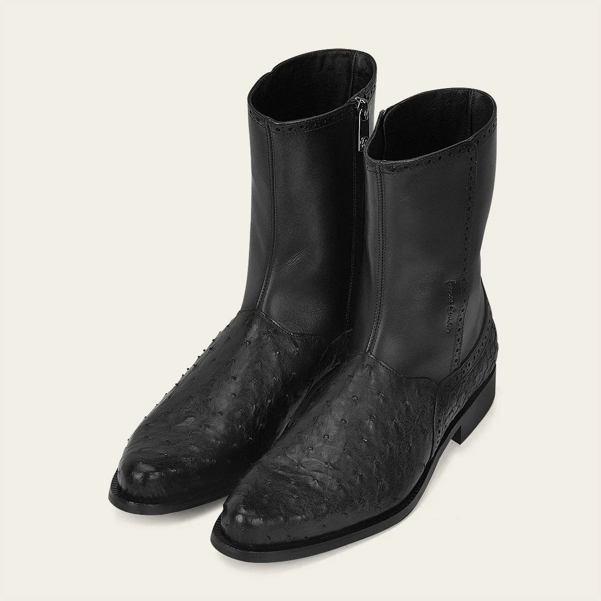 Bota de vestir en piel genuina de avestruz.