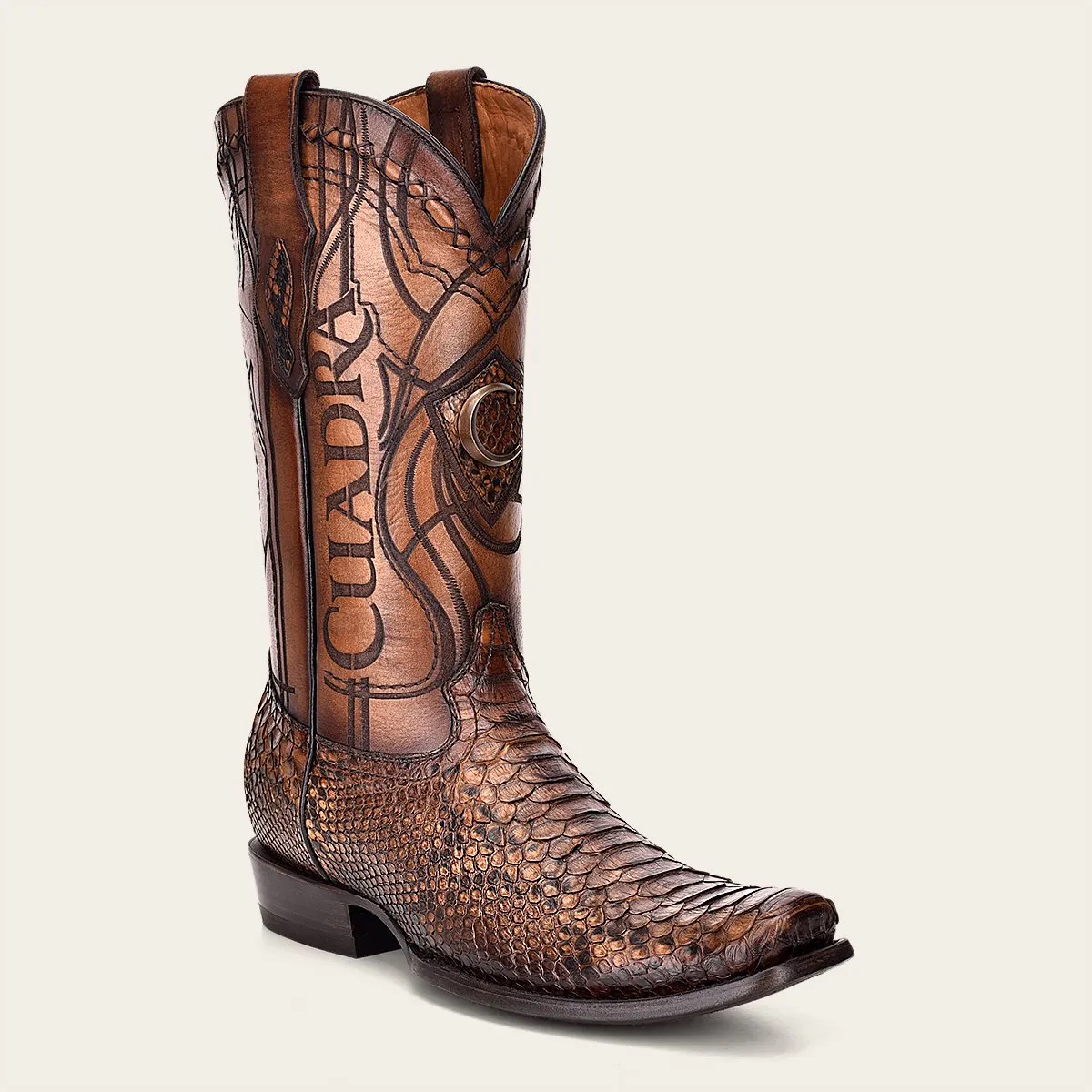 Bota vaquera en piel genuina de pitón