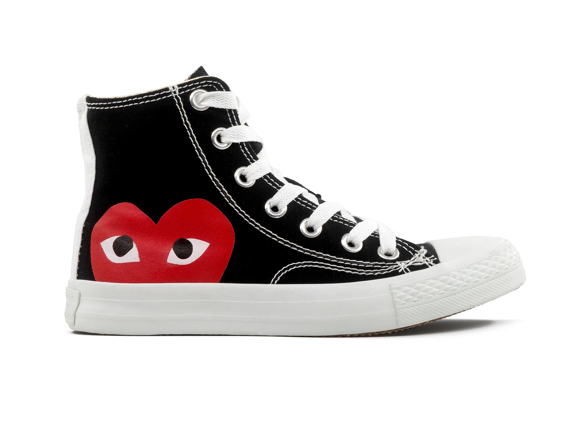 Paq 6 Pares Tenis Cnv Bota Negro Blanco Corazon 23/26