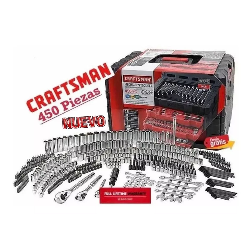 Caja Herramienta Mecanica Craftsman 450 Piezas 1/4 1/2 3/8