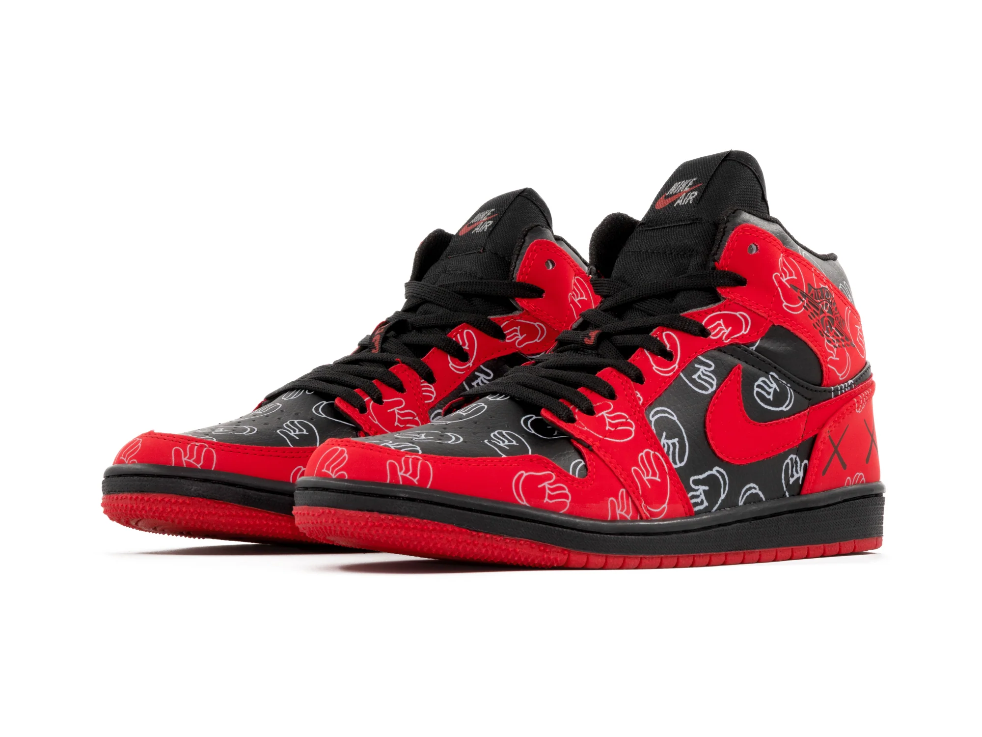 Paq 6 Pares Tenis Retro 1 Negro Rojo Manitas 25/28.5