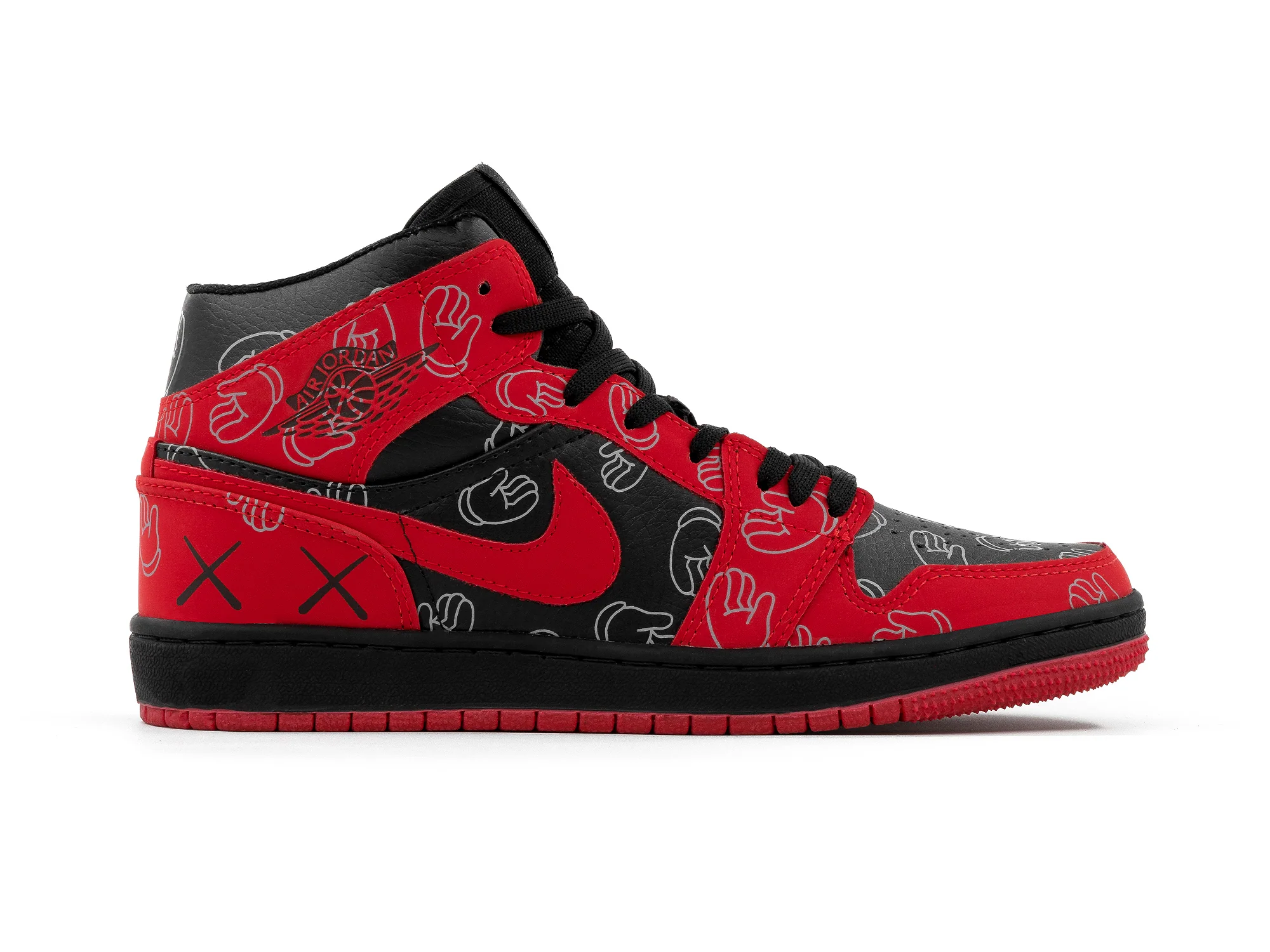 Paq 6 Pares Tenis Retro 1 Negro Rojo Manitas 25/28.5