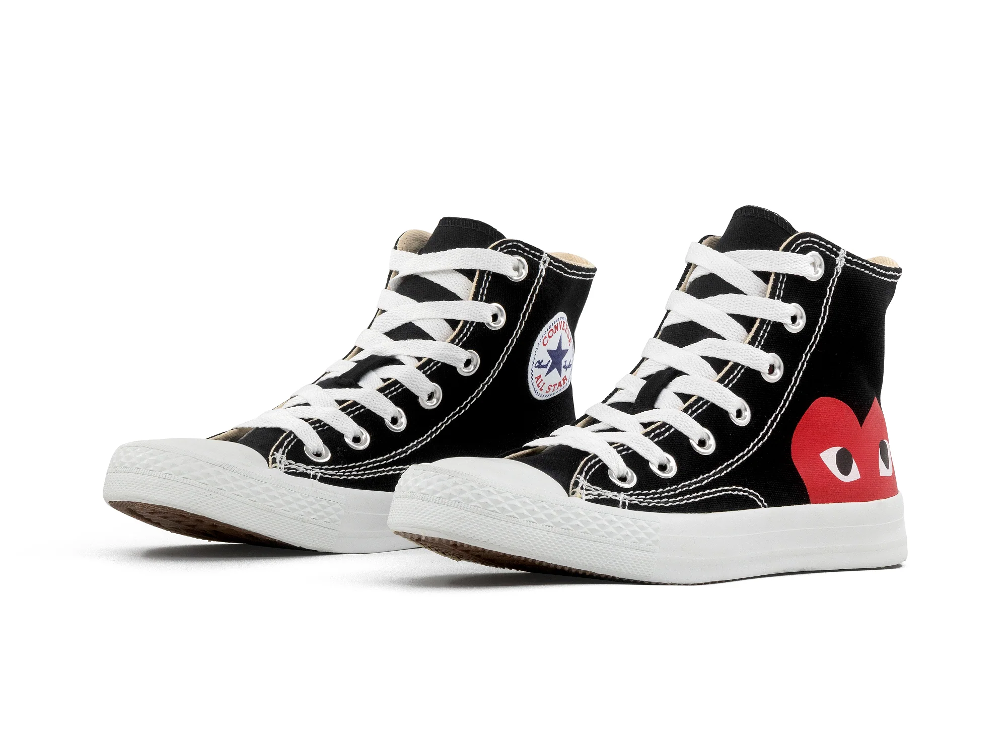 Paq 6 Pares Tenis Cnv Bota Negro Blanco Corazon 23/26