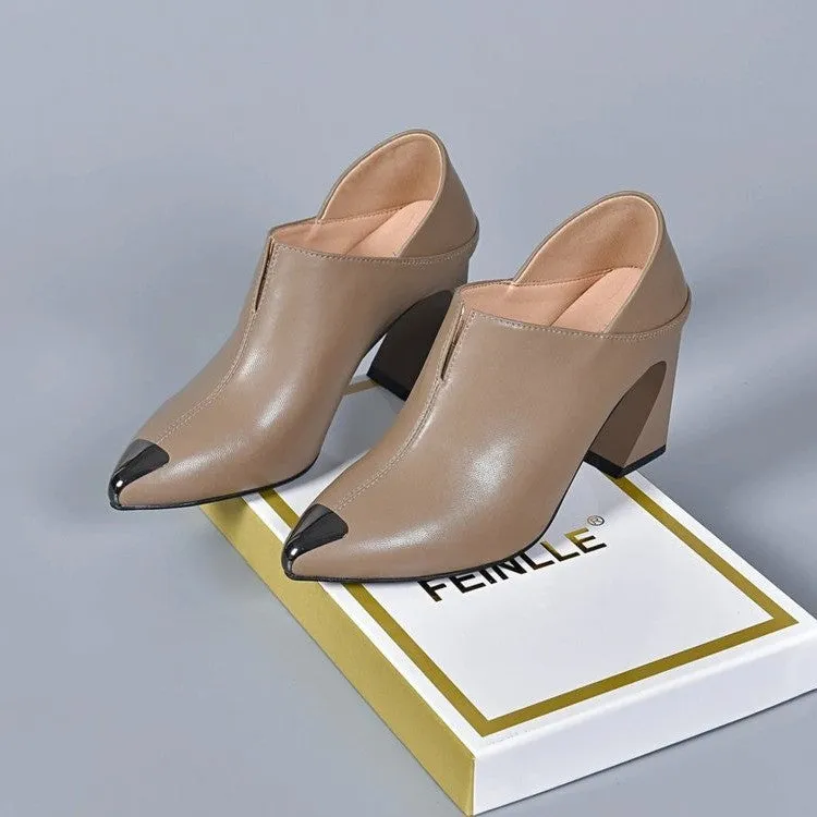 Zapatos piel suave tacón medio