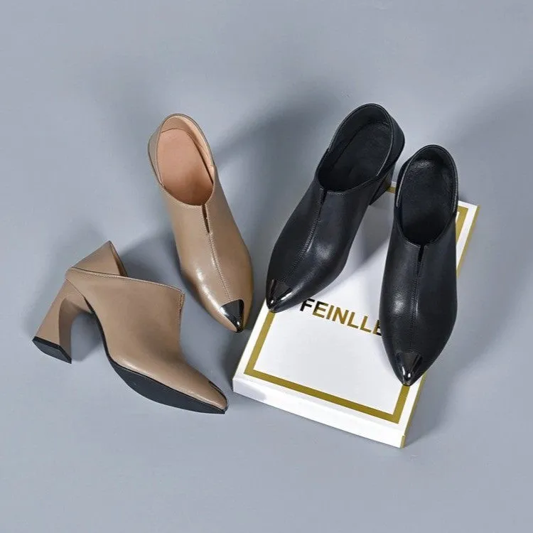 Zapatos piel suave tacón medio