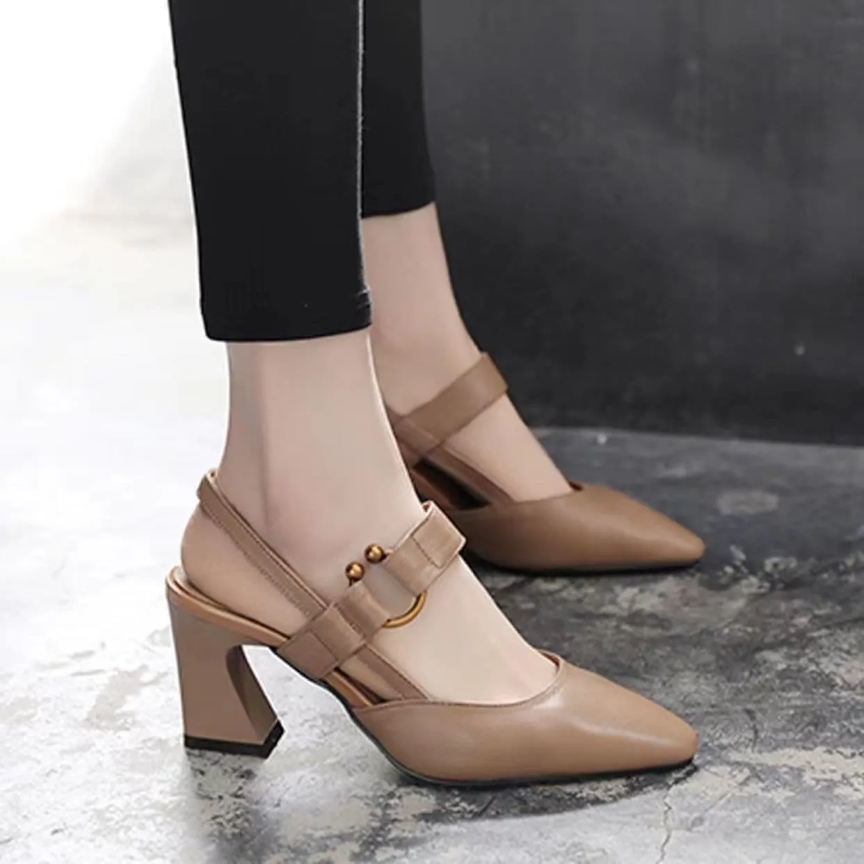 sandalias sencillas de tacón alto para mujer