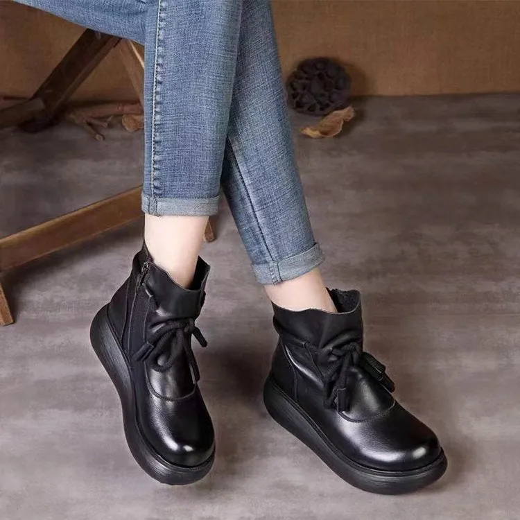 【100% piel de vacuno】 Botas Martin grandes con punta redonda
