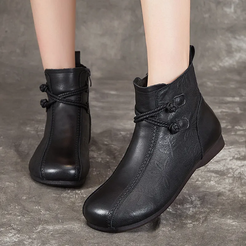 【100% piel de vacuno】Botas algodón piel vacuno punta ancha