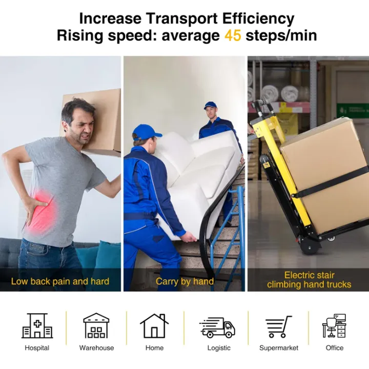 🔥Último día de liquidación💝Carretilla Eléctrica para Subir Escaleras con Capacidad de Carga Máxima de 441 lbs - Manejo con Batería de Litio
