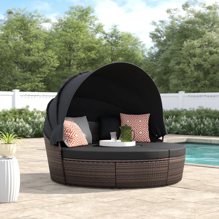 Wide Outdoor Wicker Patio Daybed