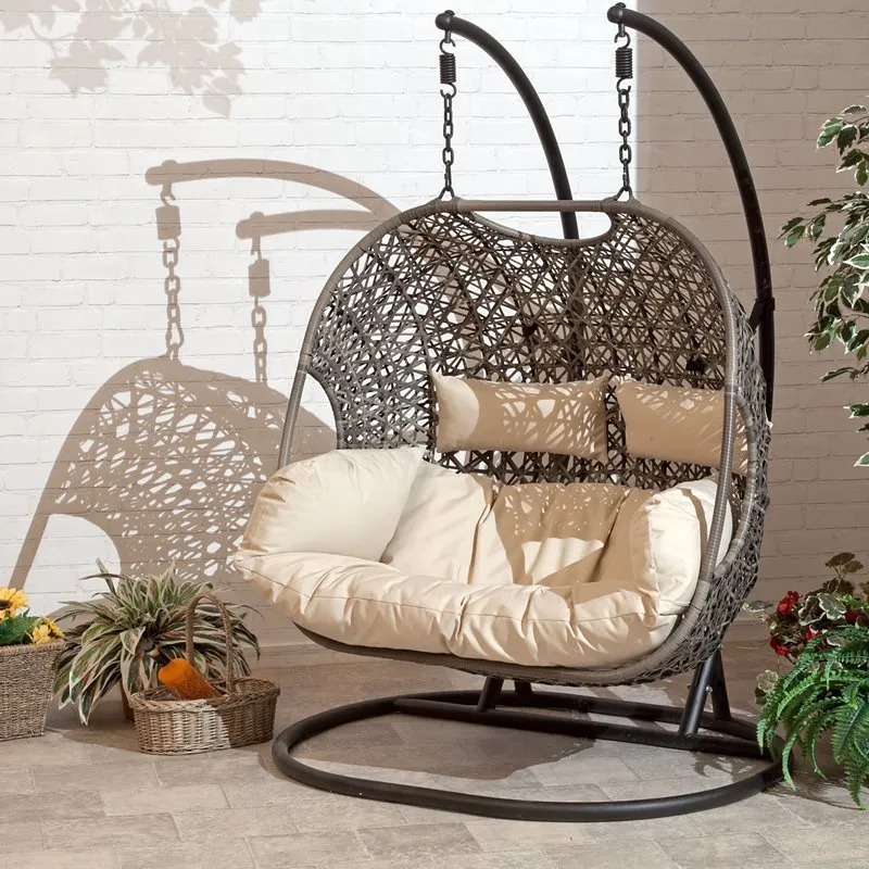 2024 Patio Wicker Swing Chair With Stand Rain Cover Included