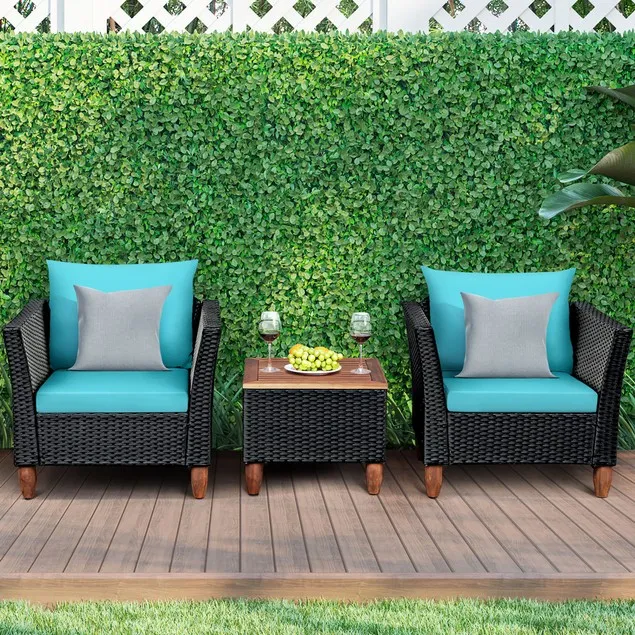 3 Piece Set: Outdoor Wooden Patio Bistro Set