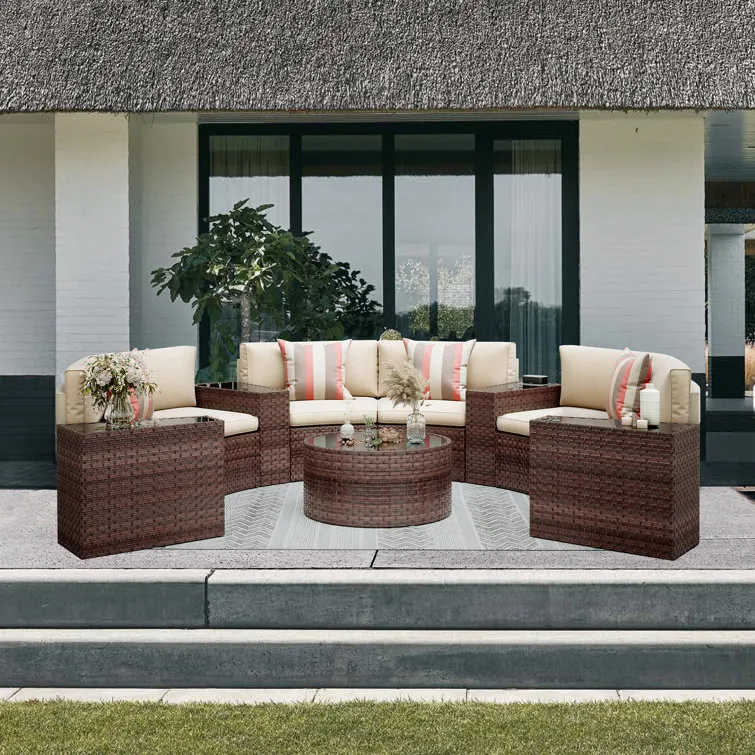 Wicker/rattan 6 - Person Seating Group With Cushions