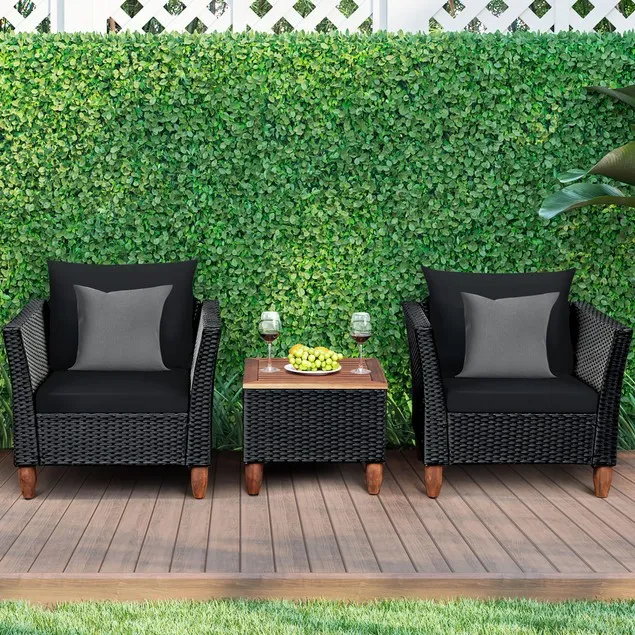 3 Piece Set: Outdoor Wooden Patio Bistro Set