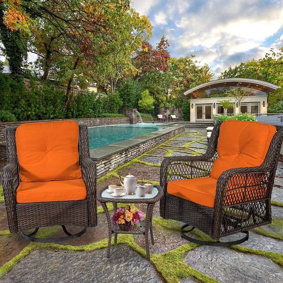 Outdoor 3-Piece Swivel Patio Chairs