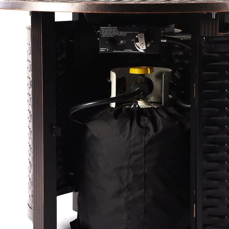 Outdoor Aluminum 42 In. Square Fire Table Set With Four Deep Seating Swivel Rocking Chairs, Fire Beads, Lid, Propane Tank Cover And Table Fabric Cover