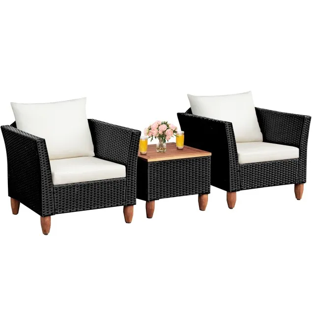 3 Piece Set: Outdoor Wooden Patio Bistro Set