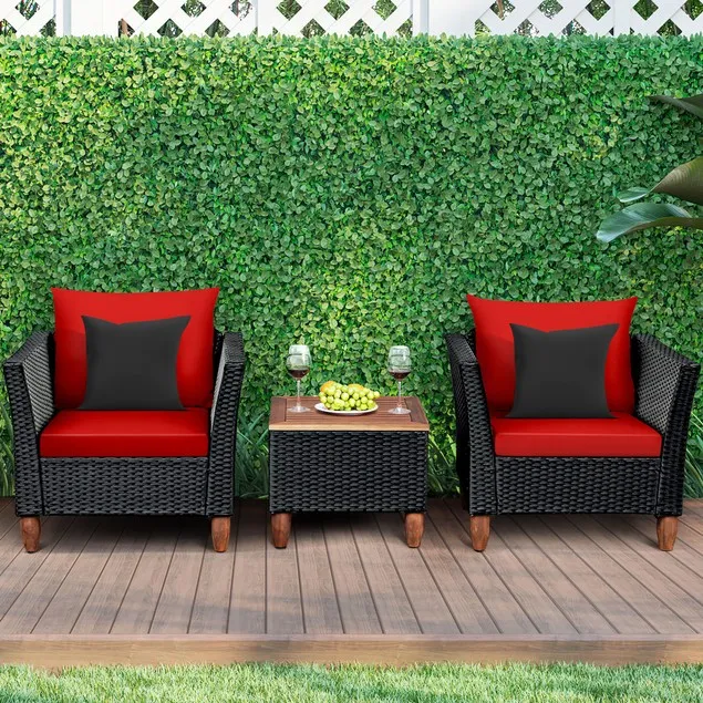 3 Piece Set: Outdoor Wooden Patio Bistro Set
