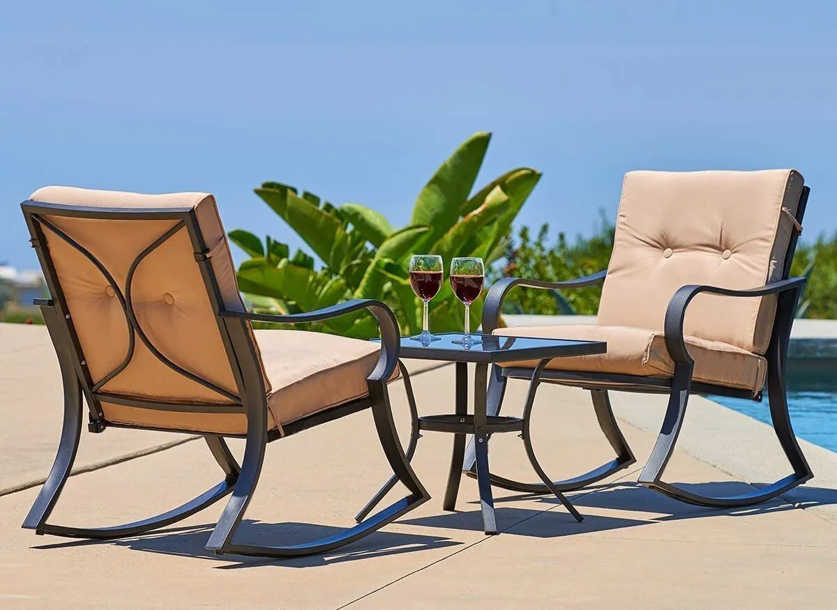 Patio Chairs 3 Piece Outdoor Rocking Chairs