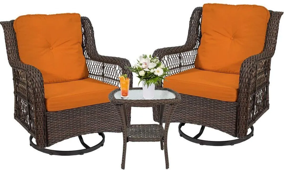 Outdoor 3-Piece Swivel Patio Chairs