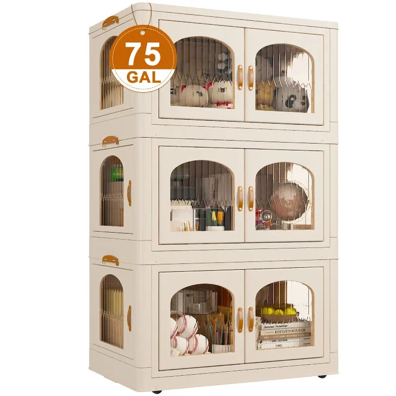 e Stackable Storage Bins with Lids and Wheels, 3PC