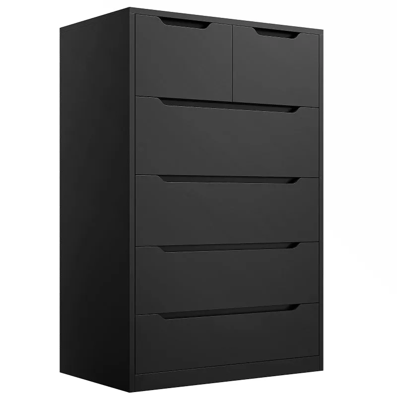 e Tall Black Dresser, Black Chest of Drawers, 6 Drawer Tall Dresser