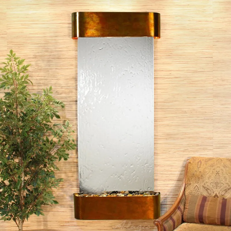 Hand Crafted Indoor Natural Stone Weather Resistant Wall Fountain with Light