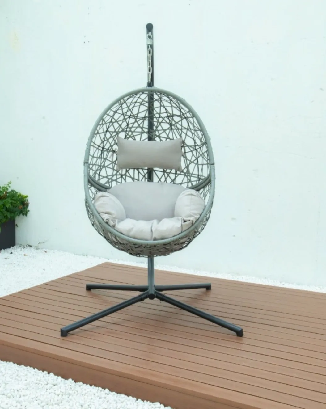IN STOCK Grey hanging egg chair wicker hammock garden swing seat