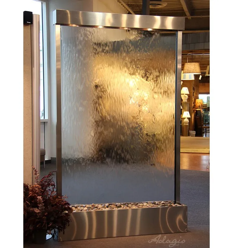 Grandeur River Indoor Metal Weather Resistant Floor Fountain with Light