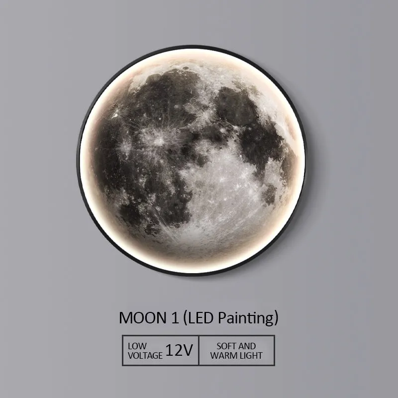 Exquisite The Moon Art Circular decoration wall hanging lamp LED