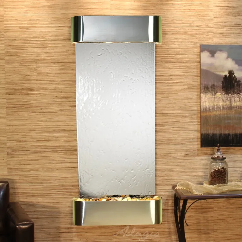 and Crafted Indoor Natural Stone Weather Resistant Wall Fountain with Light