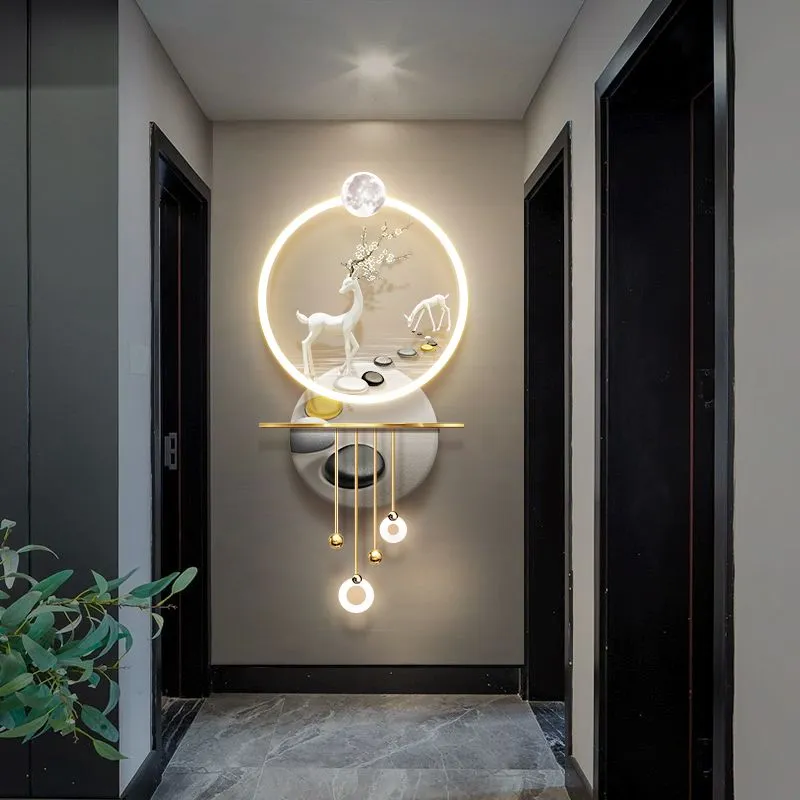 Abstract scene white deer decoration wall art hanging lamp LED