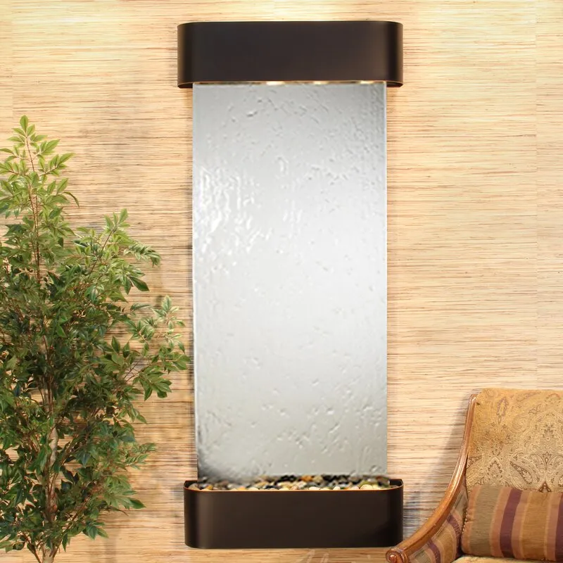 Hand Crafted Indoor Natural Stone Weather Resistant Wall Fountain with Light