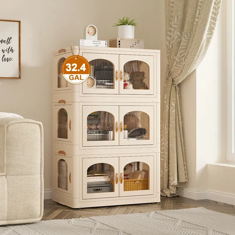 e Stackable Storage Bins with Lids and Wheels, 3PC