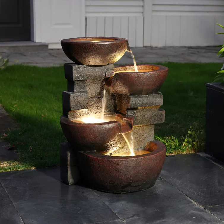 Outdoor Weather Resistant Floor Fountain with Light