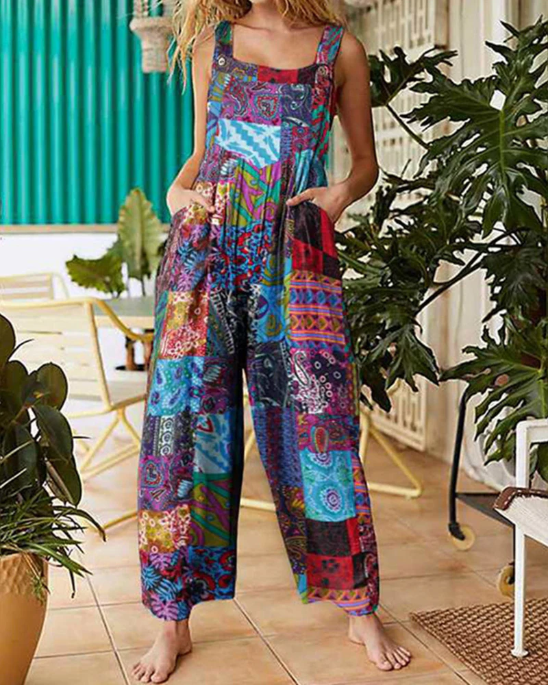Suspender Wide Leg Overall Loose Bib Overalls Summer Boho Baggy Jumpsuits