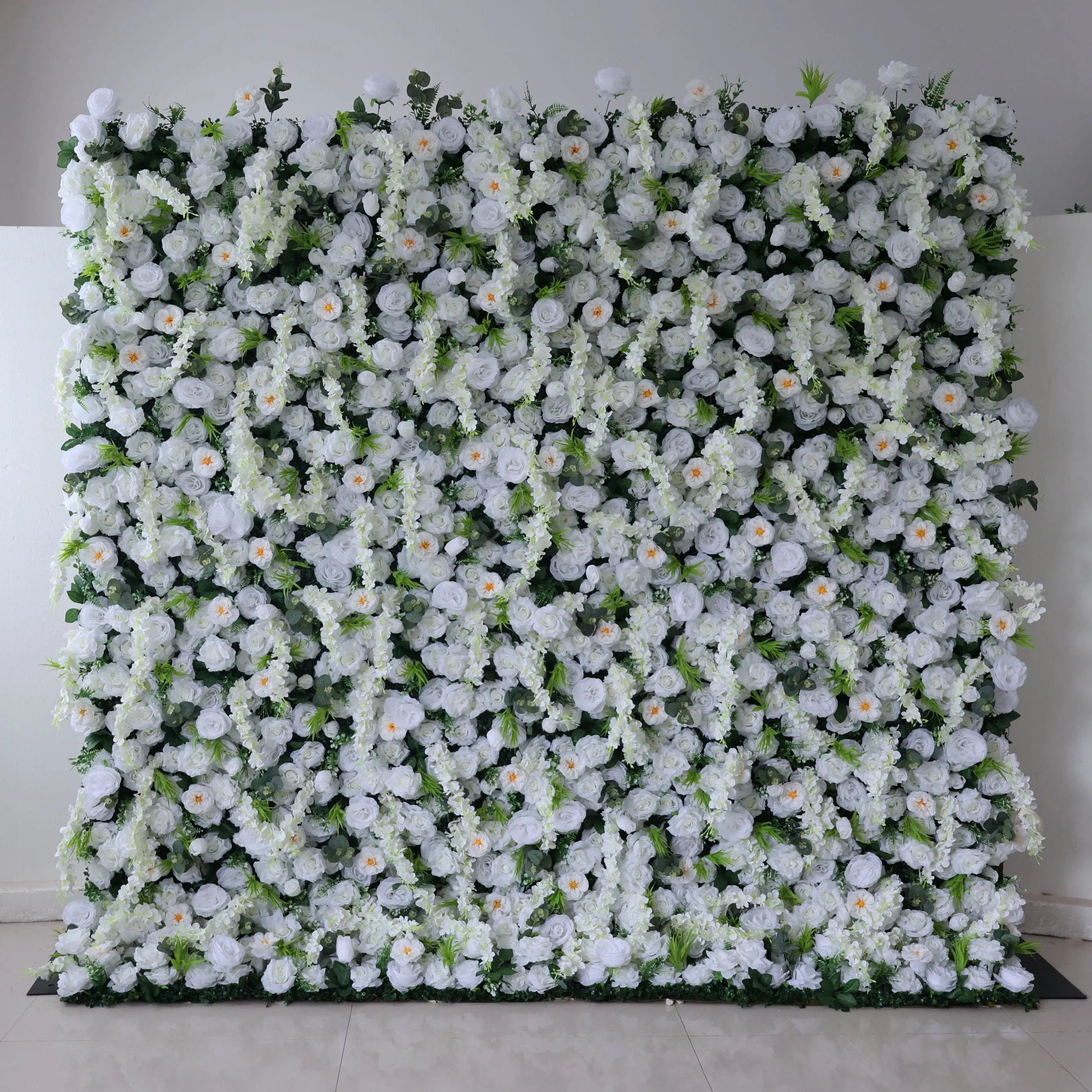 Roll Up Fabric Artificial Flower Wall Wedding Backdrop, Floral Party Decor, Event Photography-VF-391
