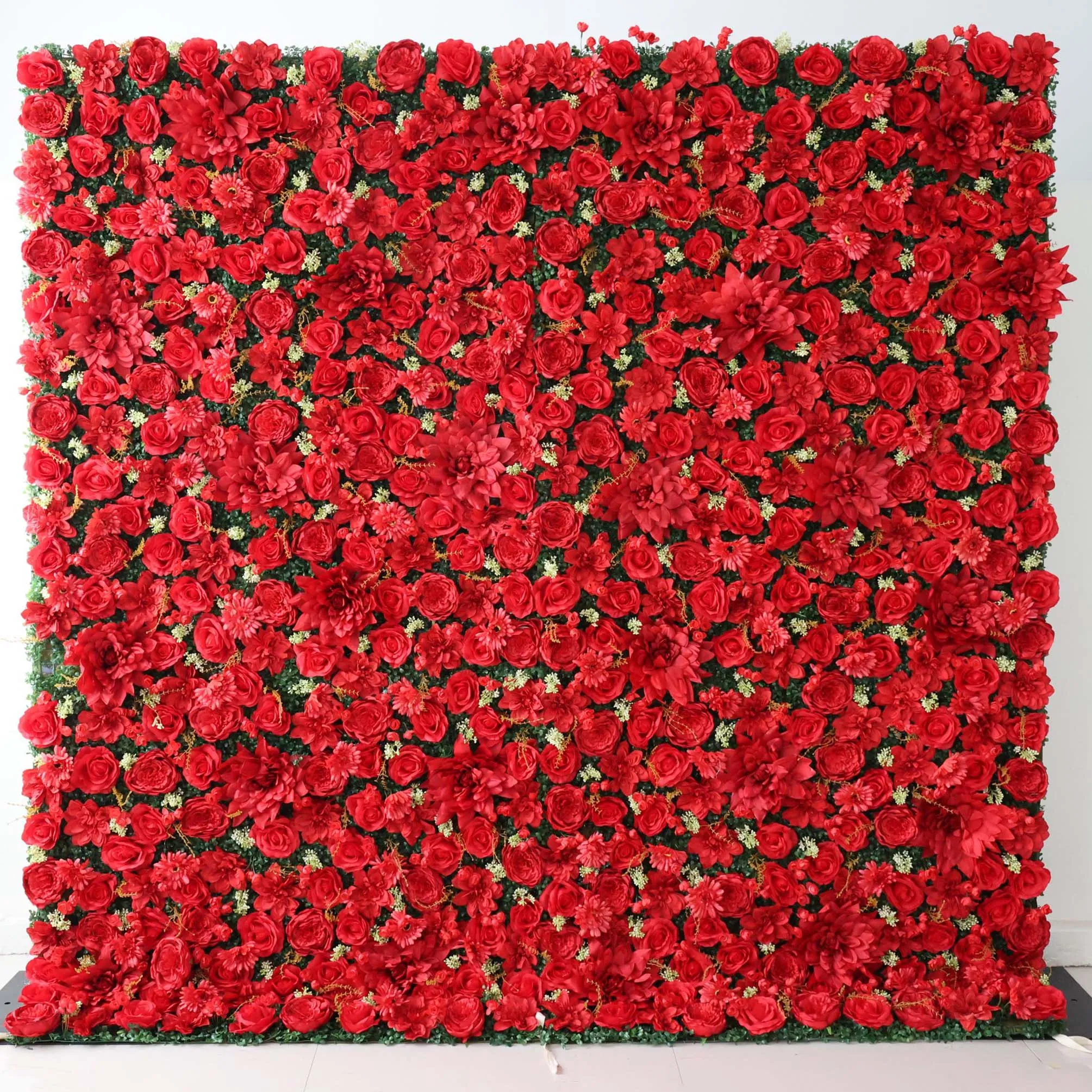 Roll Up Fabric Artificial Flower Wall Wedding Backdrop, Floral Party Decor, Event Photography-VF-300