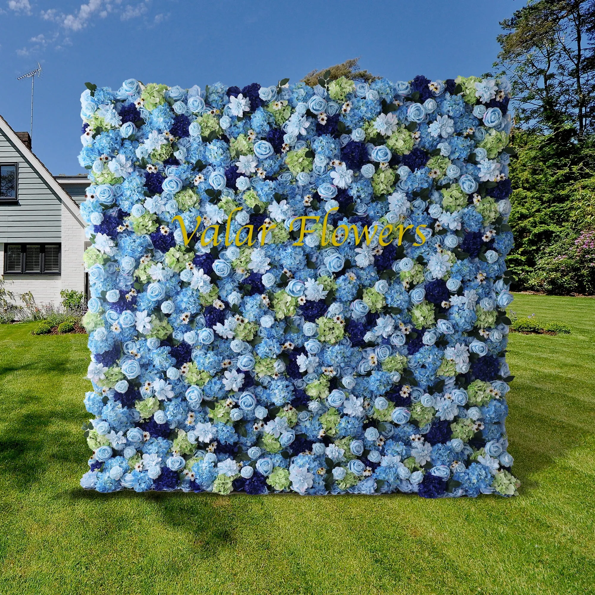 Roll Up Fabric Artificial Flower Wall Wedding Backdrop, Floral Party Decor, Event Photography-VF-120