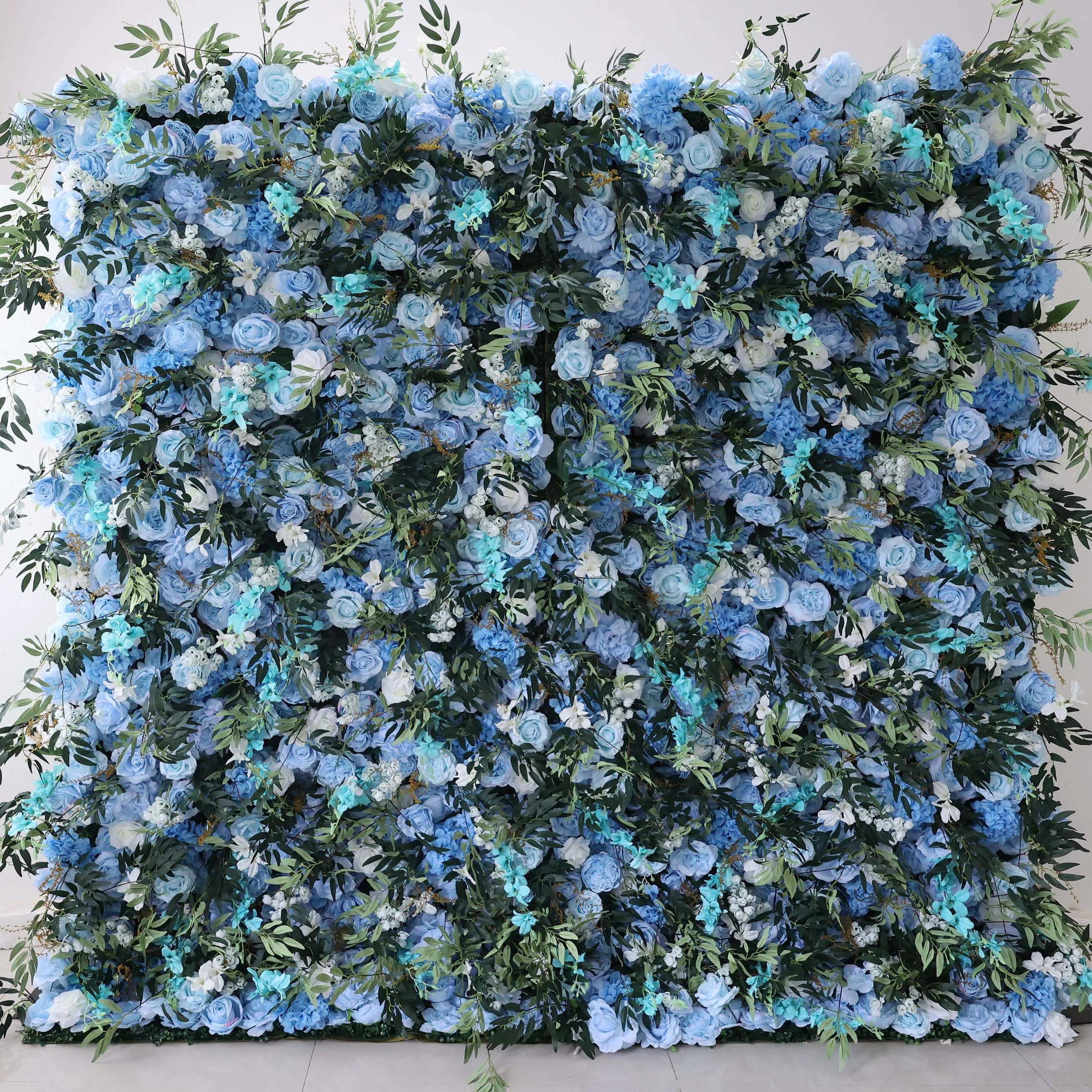 Roll Up Fabric Artificial Flower Wall Wedding Backdrop, Floral Party Decor, Event Photography-VF-389