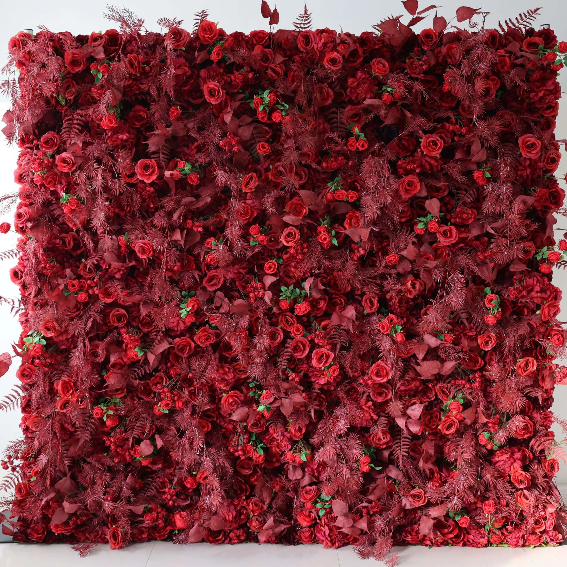 Roll Up Fabric Artificial Flower Wall Wedding Backdrop, Floral Party Decor, Event Photography-VF-303